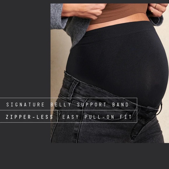 BLANQI DENIM NWT Maternity Belly Support Black Skinny Jeans Ripped Details - Picture 13 of 15